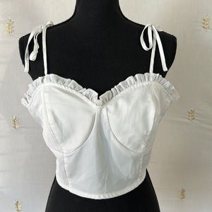 Plus Frill Trimed Crop Cami Top